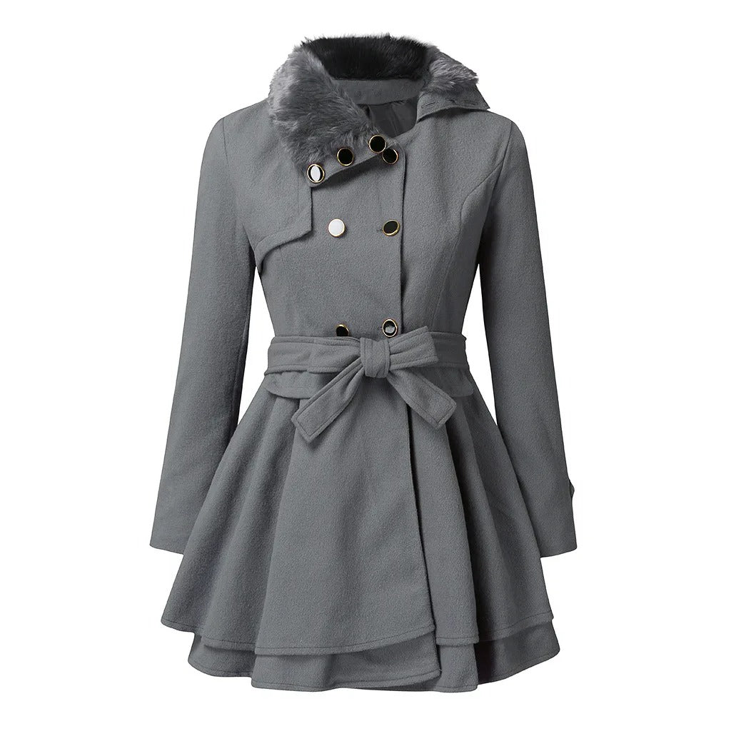 Luxe Trench Coat med Etisk Vegan Pels