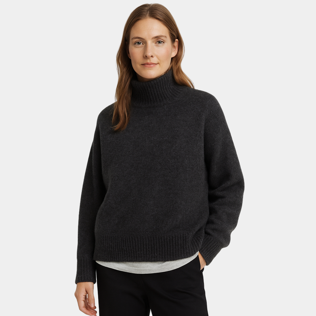 Elegant Strikpullover med Høj Krave – Stilfuld Varmekilde