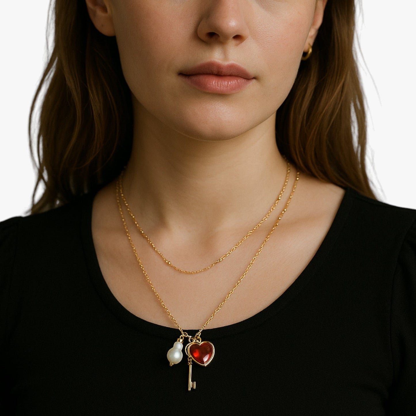 Hjerteformet Perlehalskæde - Elegance og Kærlighed i Én