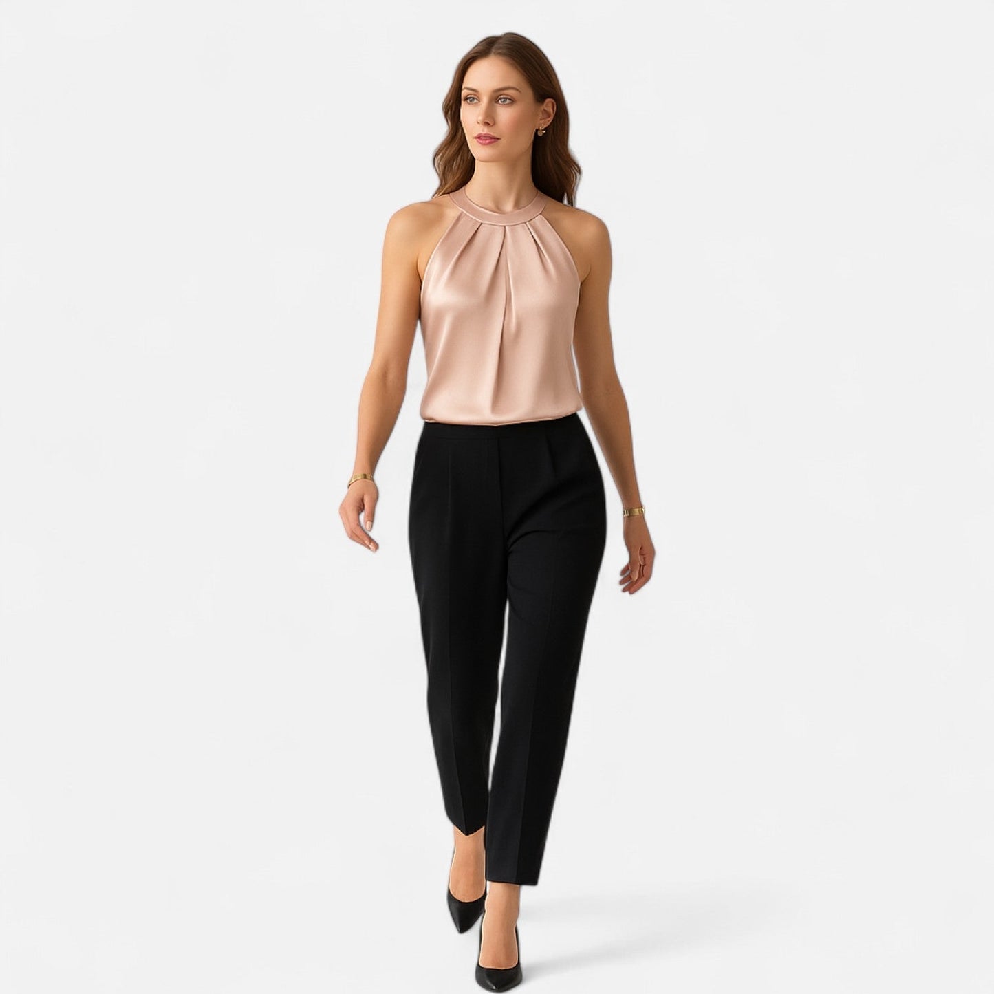 Eleganta Satin Halterneck Top för Kvinnor