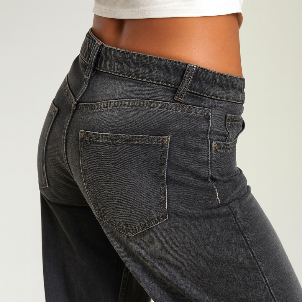 Jeans för kvinnor med medelhög midja och vida ben
