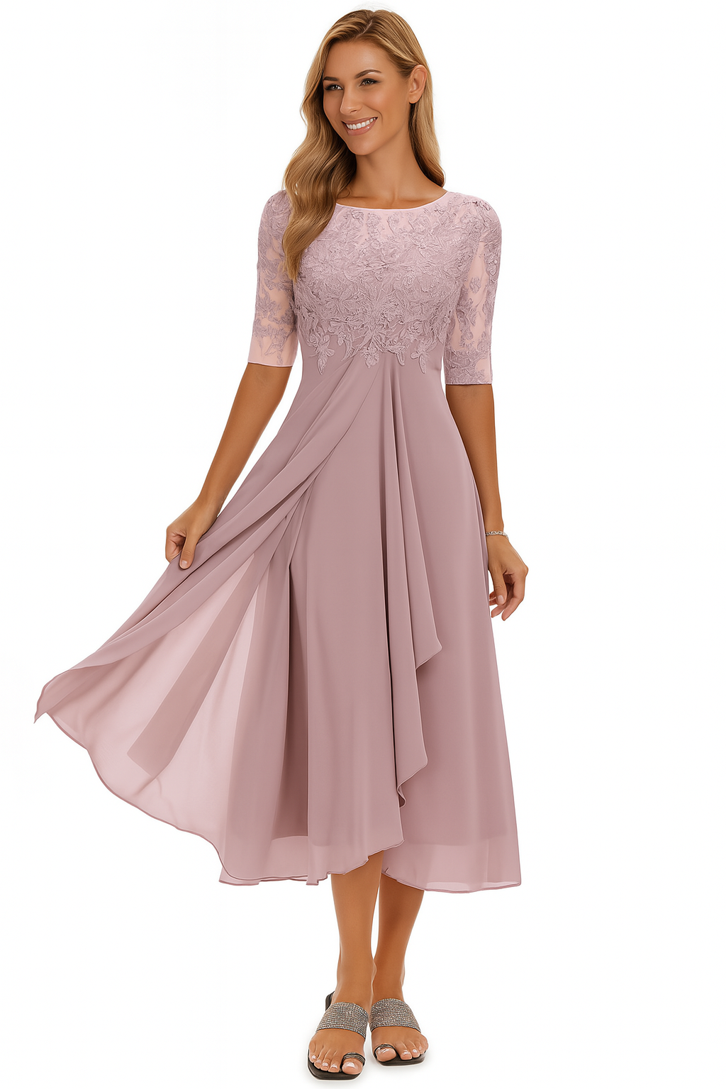 Evelina | Elegant Midiklänning för Sommaren