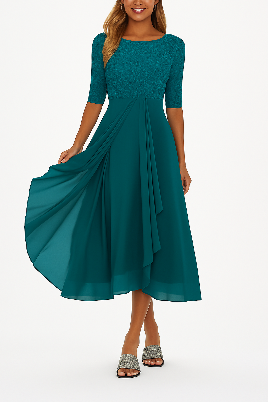 Evelina | Elegant Midiklänning för Sommaren
