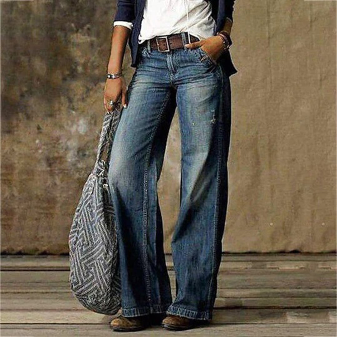 Vintage Højtaljede Jeans med Bred Benåbning - Nova