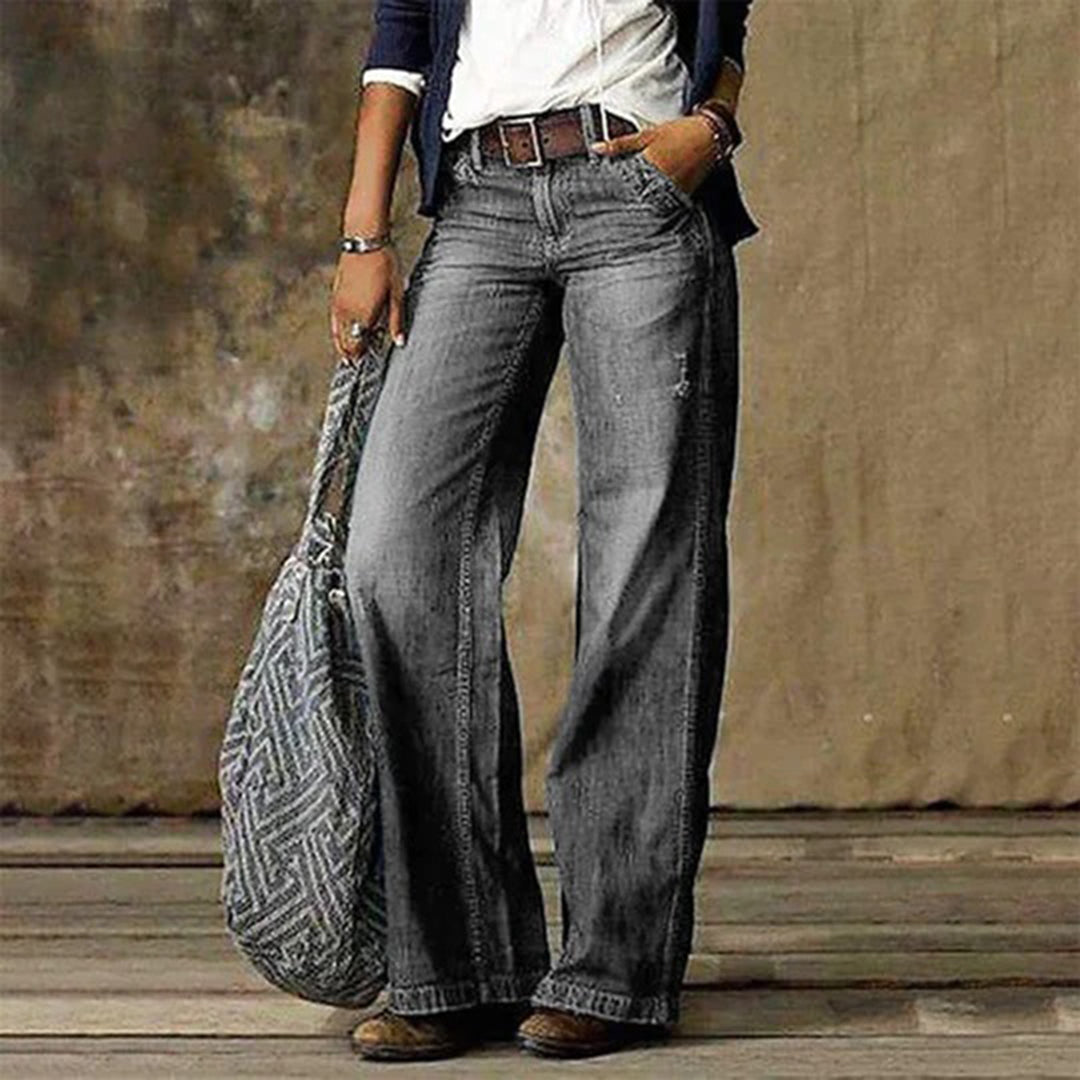 Vintage Højtaljede Jeans med Bred Benåbning - Nova