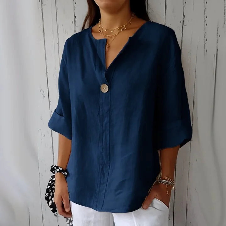 Sofistikeret V-Hals T-shirt i Bæredygtige Materialer