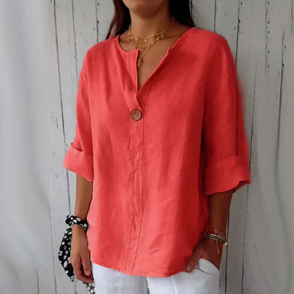 Sofistikeret V-Hals T-shirt i Bæredygtige Materialer