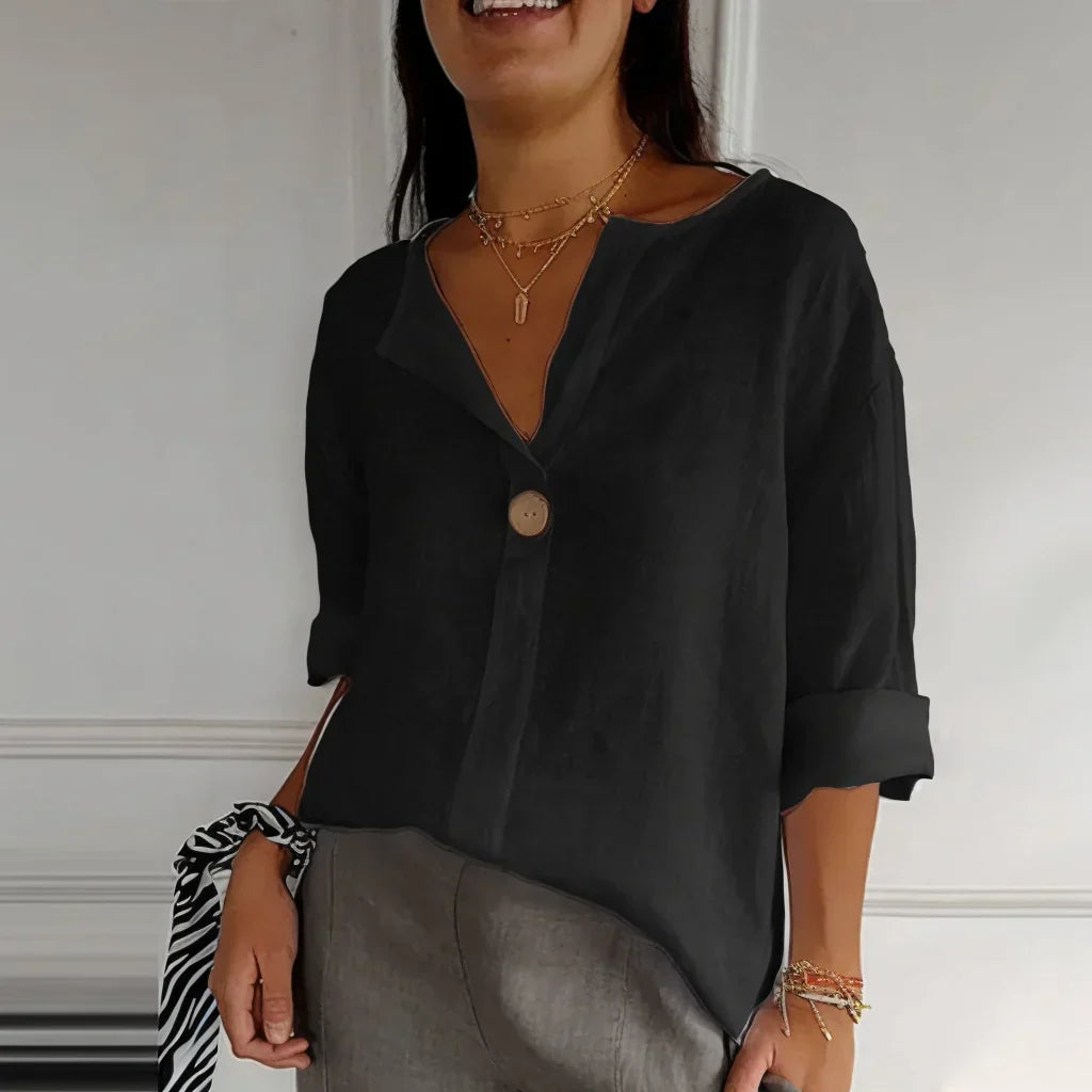 Sofistikeret V-Hals T-shirt i Bæredygtige Materialer