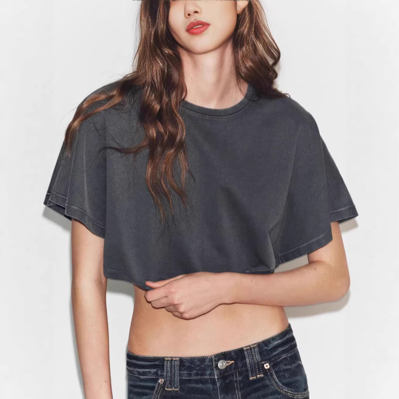 Rippad Crop Top för Kvinna | Trendig och Avslappnad Stil