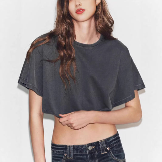 Rippad Crop Top för Kvinna | Trendig och Avslappnad Stil