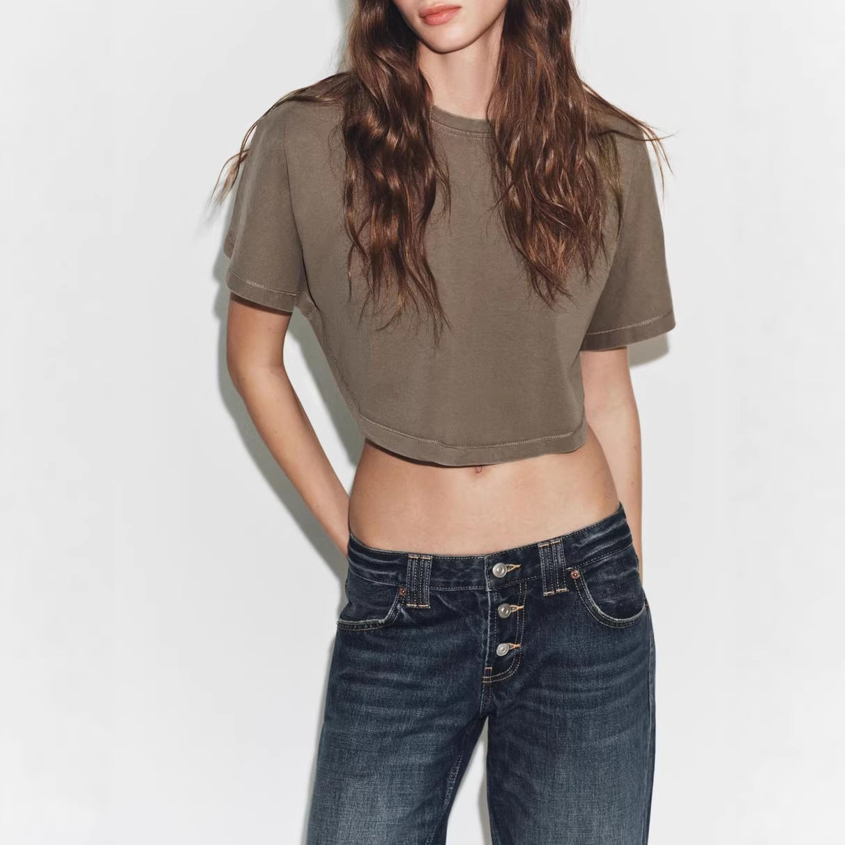 Rippad Crop Top för Kvinna | Trendig och Avslappnad Stil