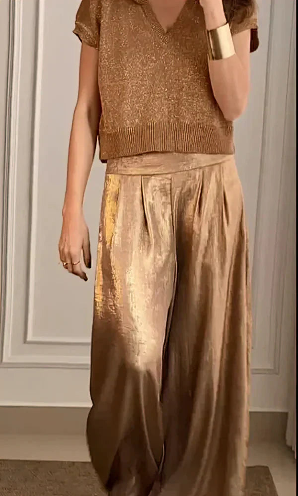 Aurora - Glamourøst Guld - To-delt Sæt