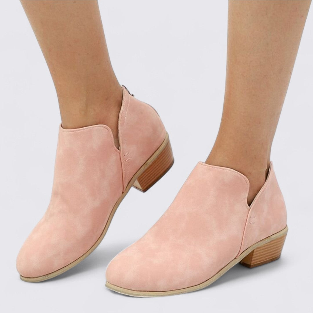 Dame Ankelstøvler med blokhæle – Behagelige støvler – Lynlås