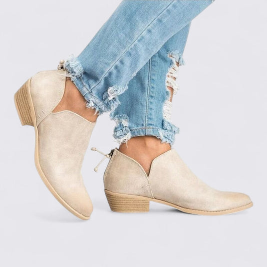 Dame Ankelstøvler med blokhæle – Behagelige støvler – Lynlås