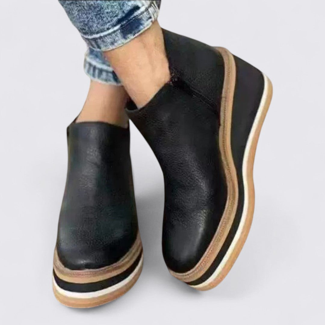 Dame Ankelsko med lynlås – Behagelige støvletter – Flad sål