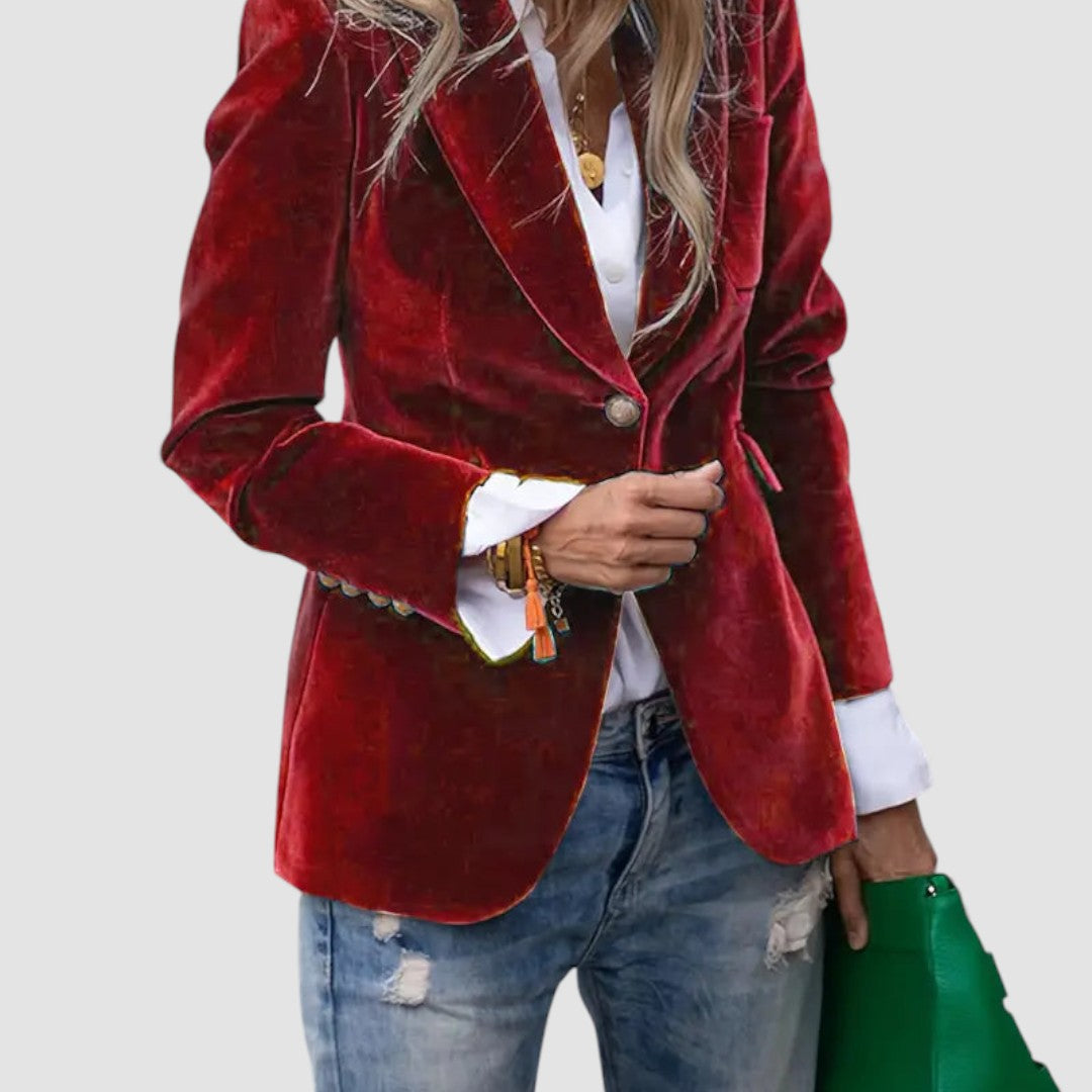 Dame Blazer Jakke – Taljeret Snit – Langærmet med Knaplukning