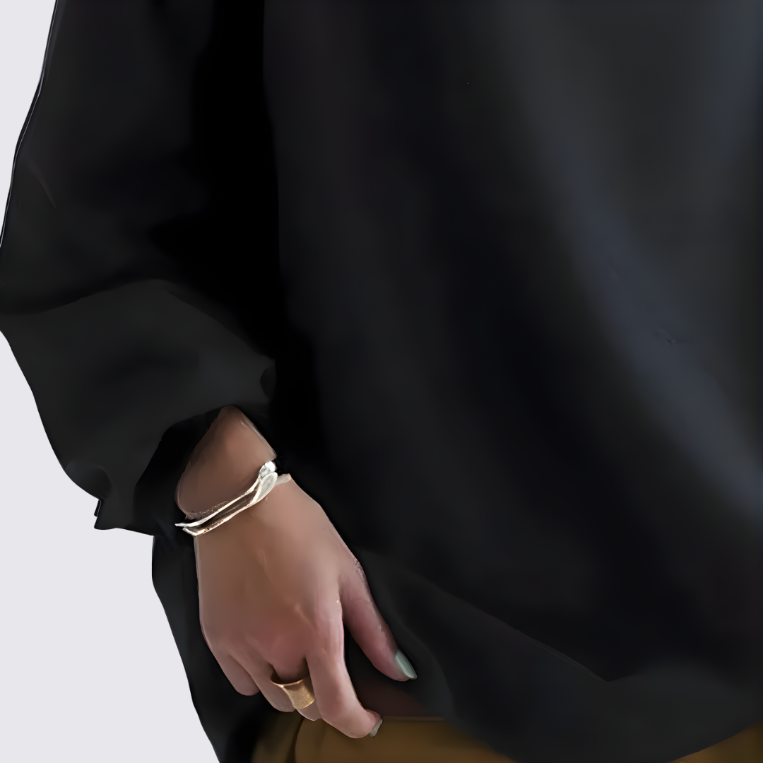 Damebluse med oversize snit - Langærmet bluse - Bred udskæring