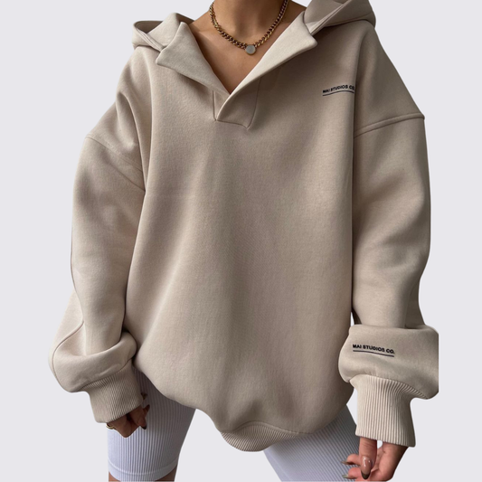 Dame Hoodie med hætte - Oversized Hoodie - Løst skåret