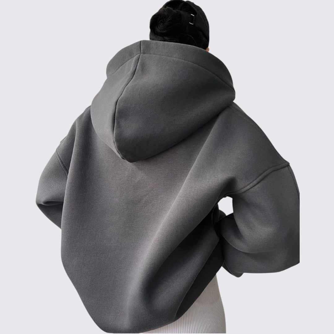 Dame Hoodie med hætte - Oversized Hoodie - Løst skåret