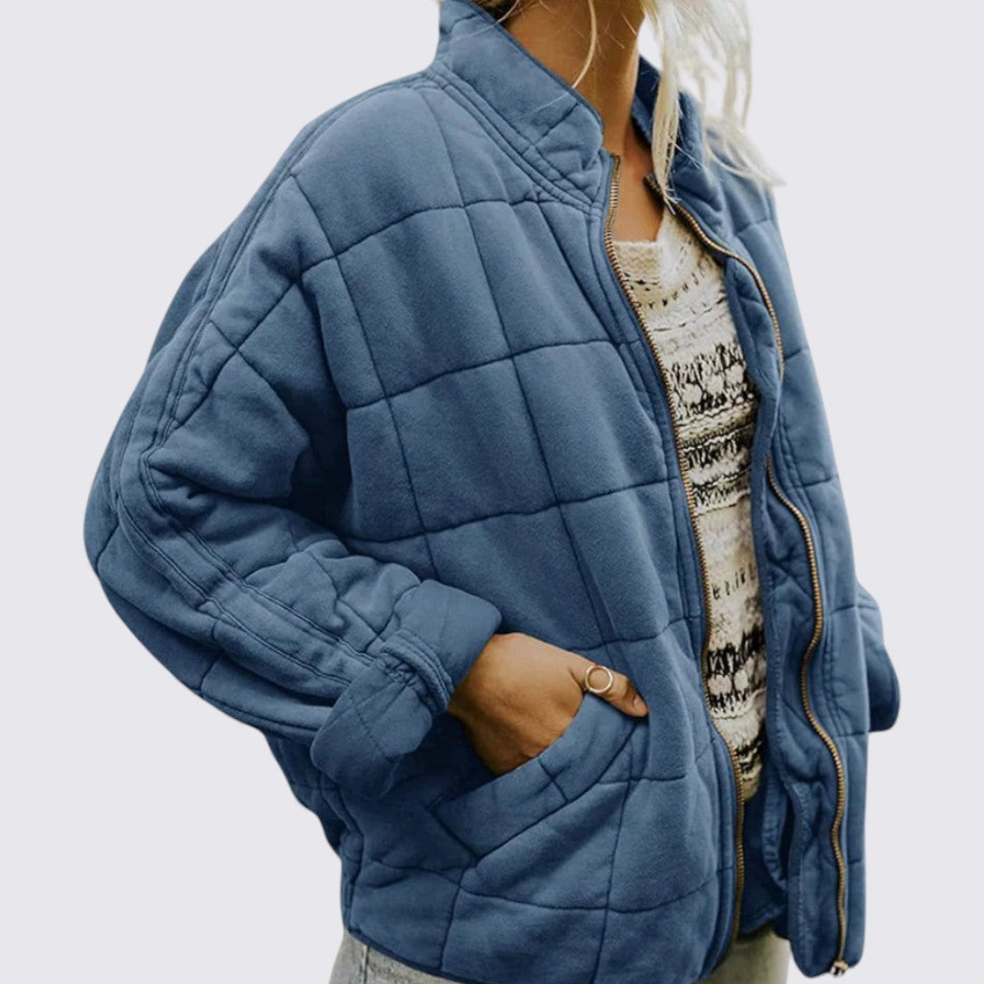 Damejakke med lynlås – Kviltet jakke – Lange ærmer