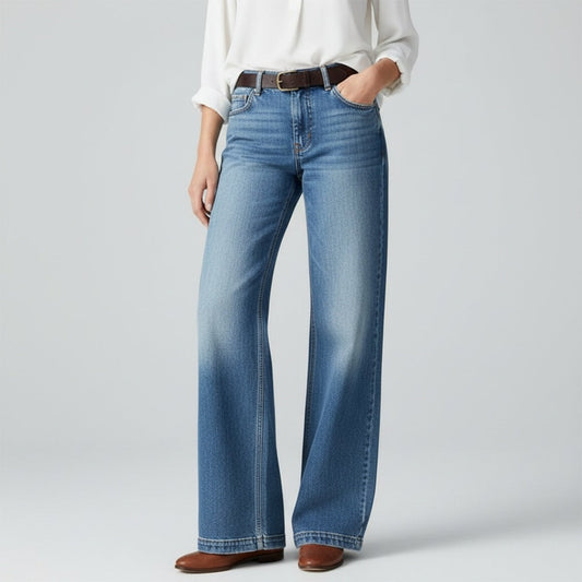 Damejeans med Vid Ben - Vide Jeans - Hverdag