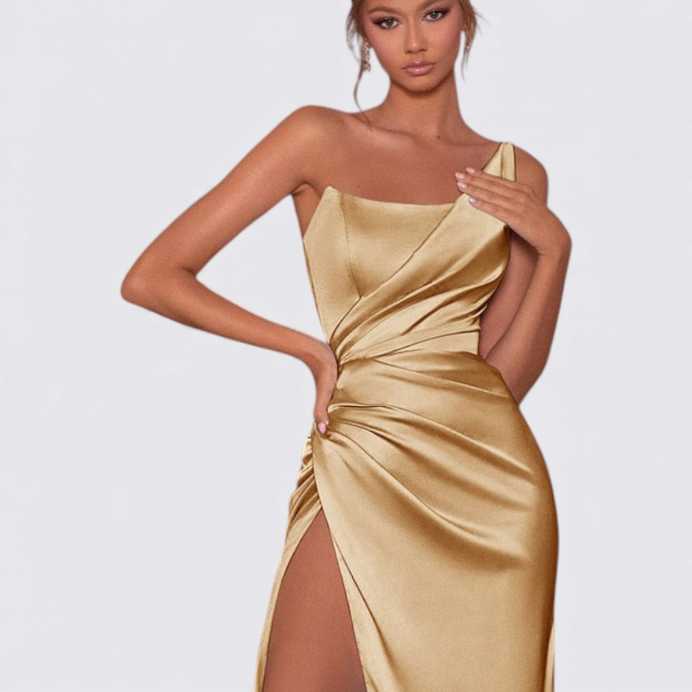 Dame kjole med slidser – Uden ærmer – Ankel lang