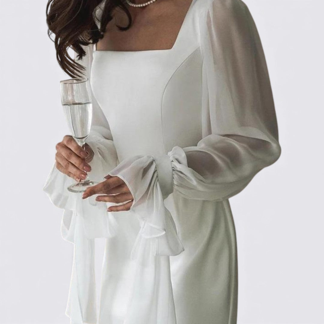 Damekjole med gennemsigtige ærmer - Langærmet - Ankellang