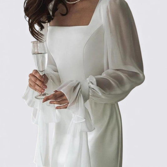 Damekjole med gennemsigtige ærmer - Langærmet - Ankellang