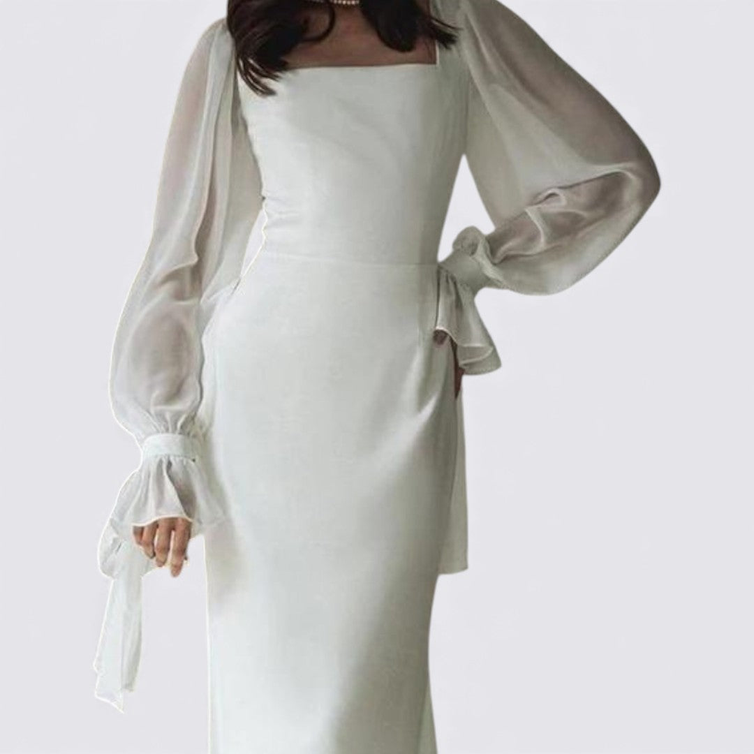 Damekjole med gennemsigtige ærmer - Langærmet - Ankellang