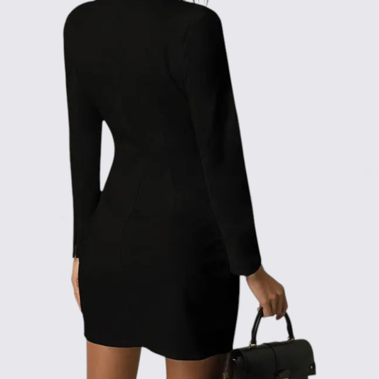 Damekjole med V-udskæring – Lange ærmer – Knaplukning