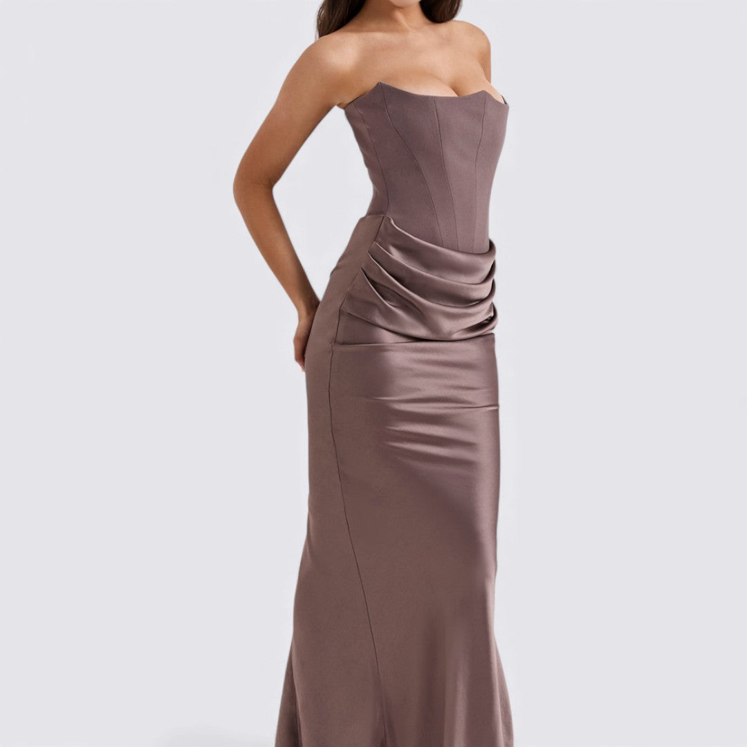 Damekjole uden ærmer – Båndløs kjole – Langt snit