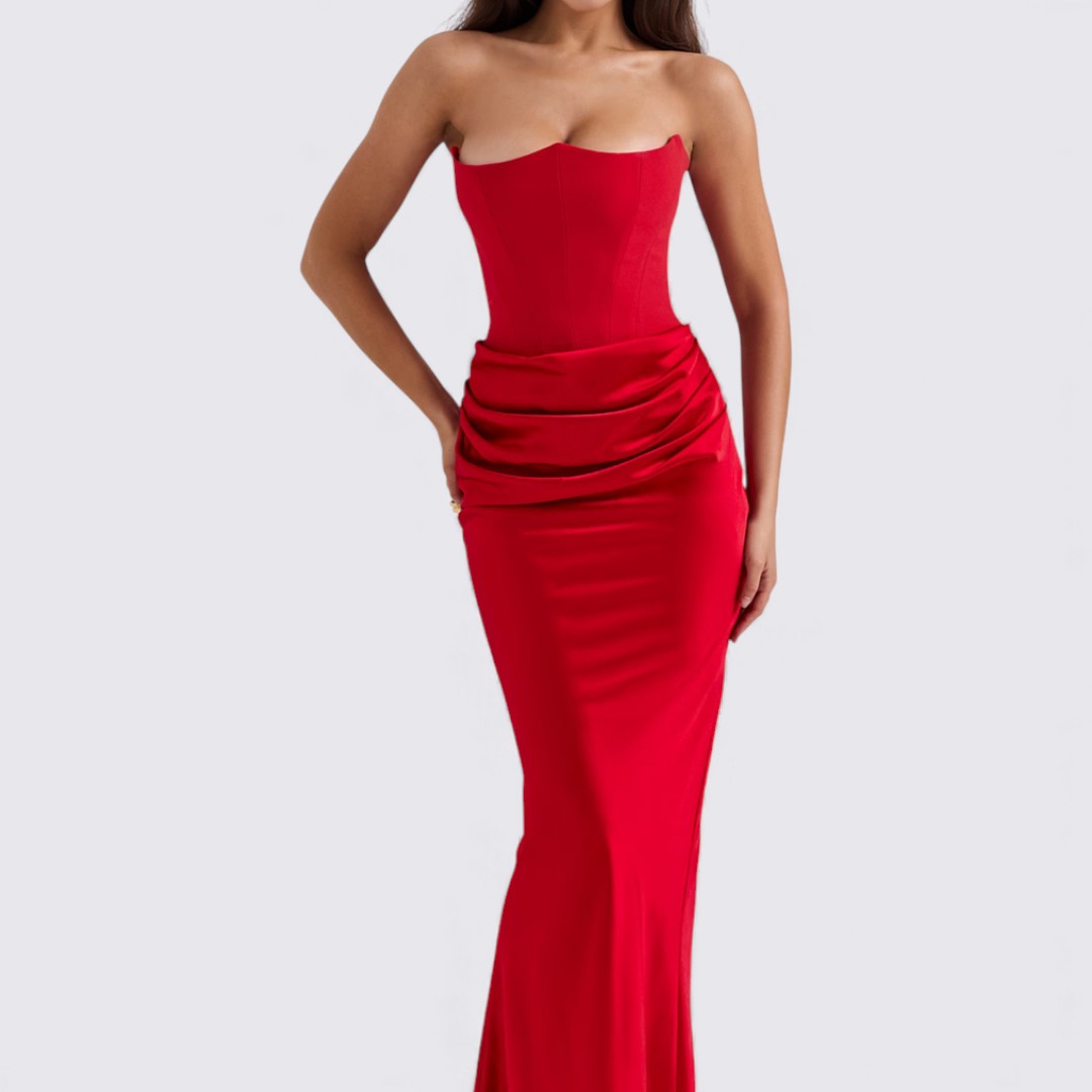 Damekjole uden ærmer – Båndløs kjole – Langt snit