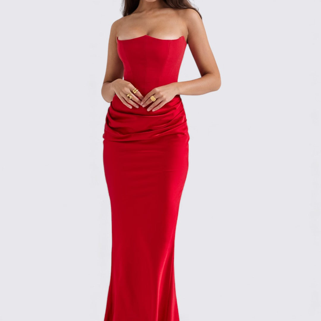 Damekjole uden ærmer – Båndløs kjole – Langt snit