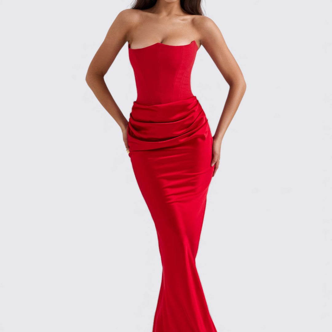 Damekjole uden ærmer – Båndløs kjole – Langt snit