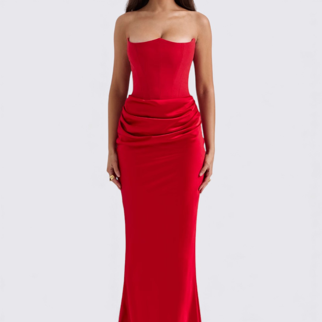 Damekjole uden ærmer – Båndløs kjole – Langt snit