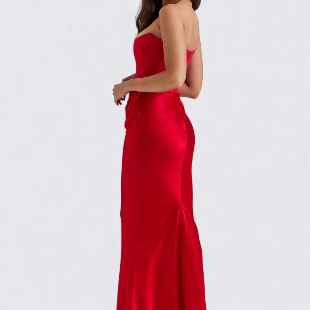 Damekjole uden ærmer – Båndløs kjole – Langt snit