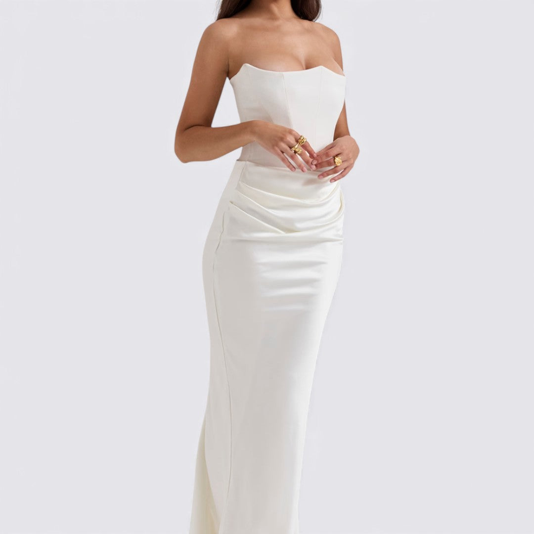 Damekjole uden ærmer – Båndløs kjole – Langt snit