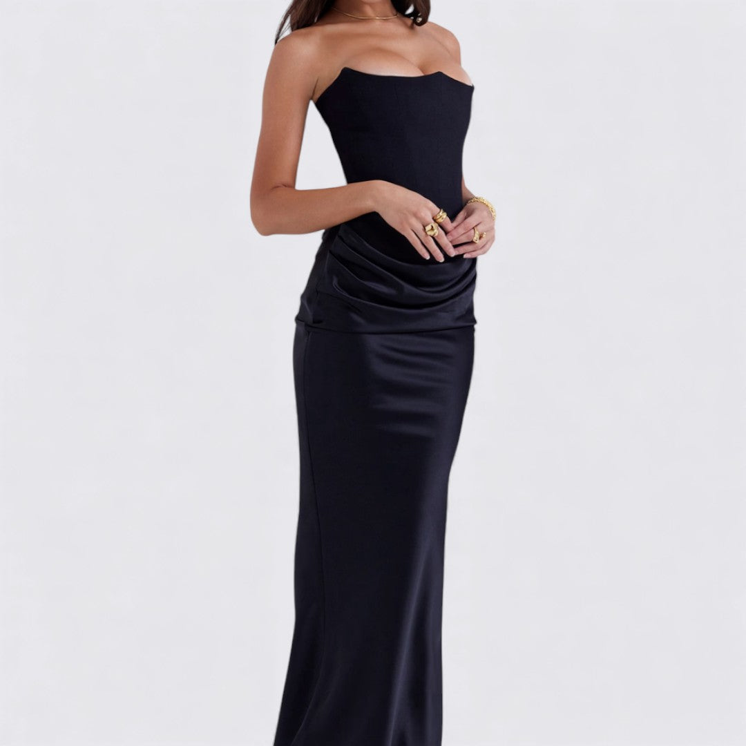 Damekjole uden ærmer – Båndløs kjole – Langt snit