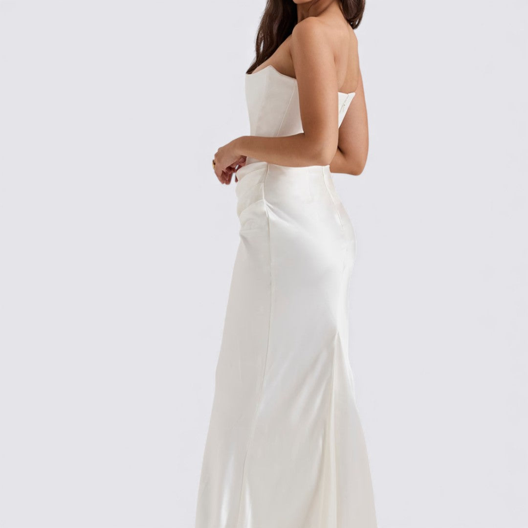 Damekjole uden ærmer – Båndløs kjole – Langt snit