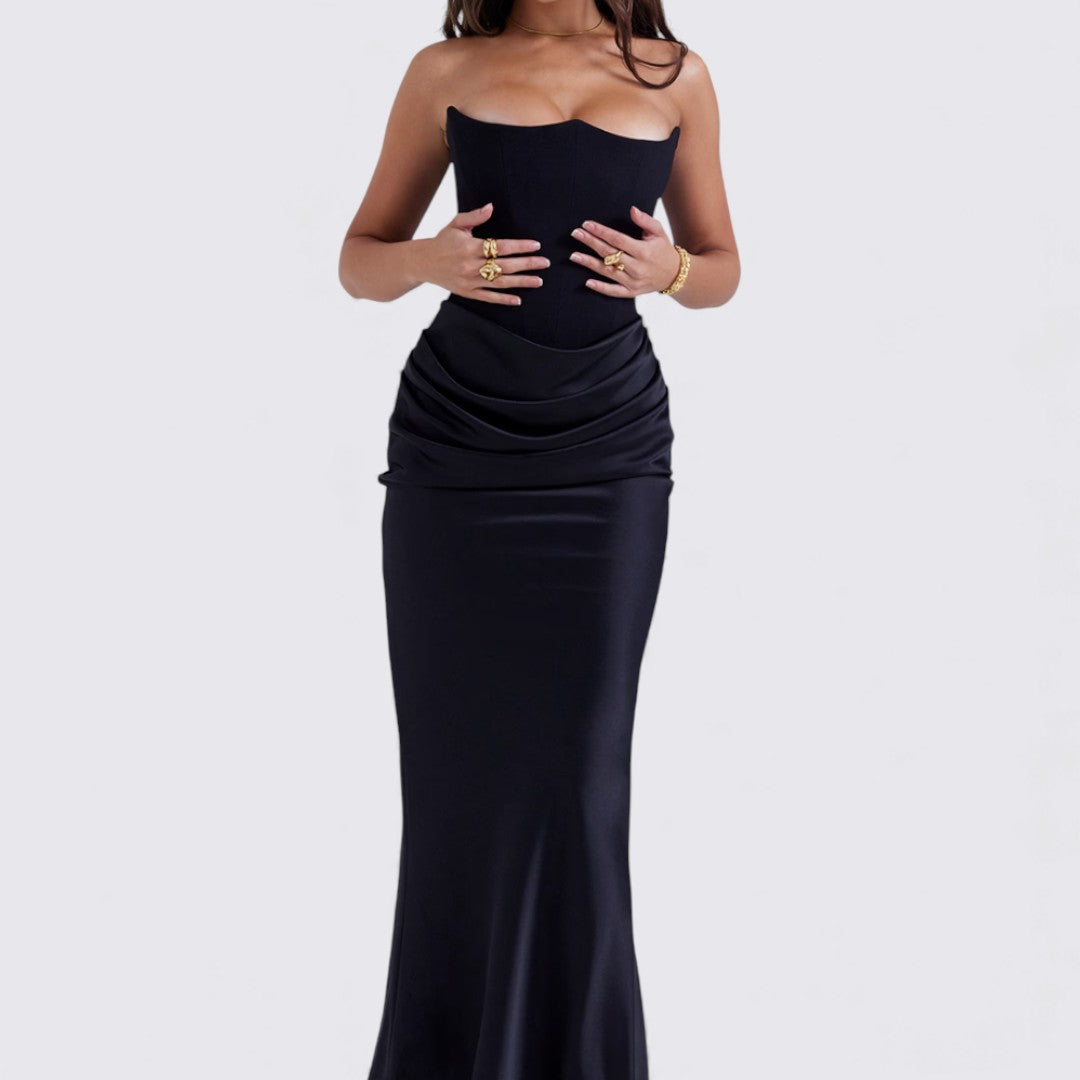 Damekjole uden ærmer – Båndløs kjole – Langt snit