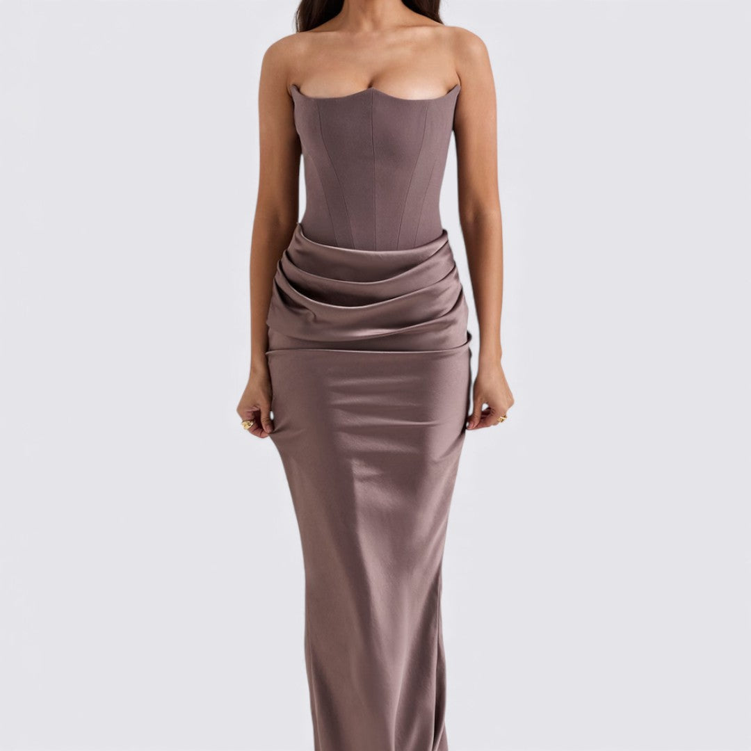 Damekjole uden ærmer – Båndløs kjole – Langt snit