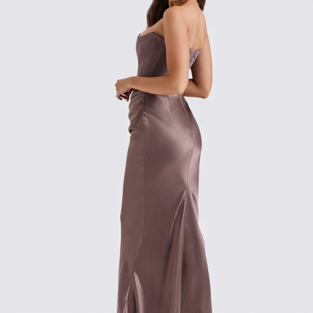 Damekjole uden ærmer – Båndløs kjole – Langt snit