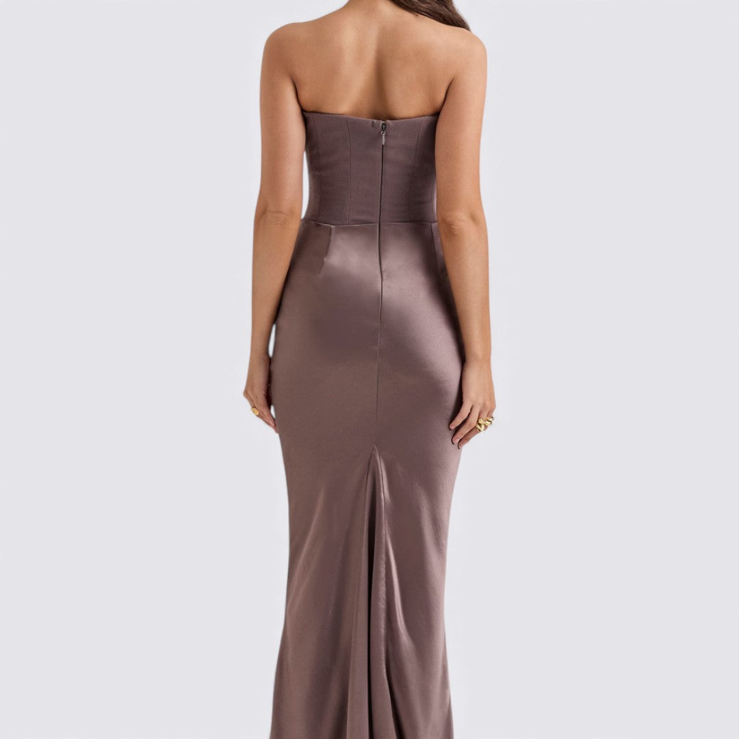 Damekjole uden ærmer – Båndløs kjole – Langt snit