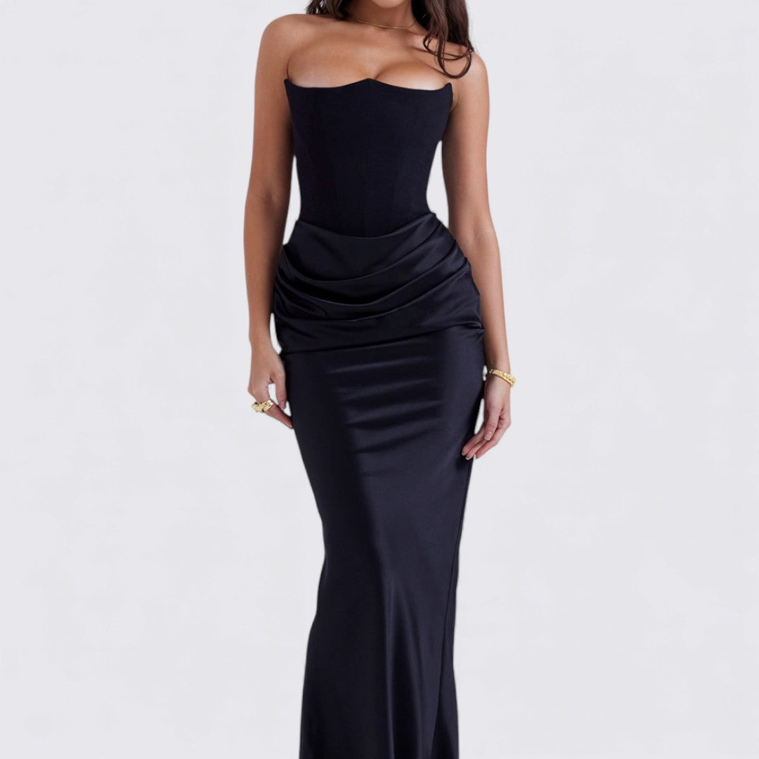 Damekjole uden ærmer – Båndløs kjole – Langt snit