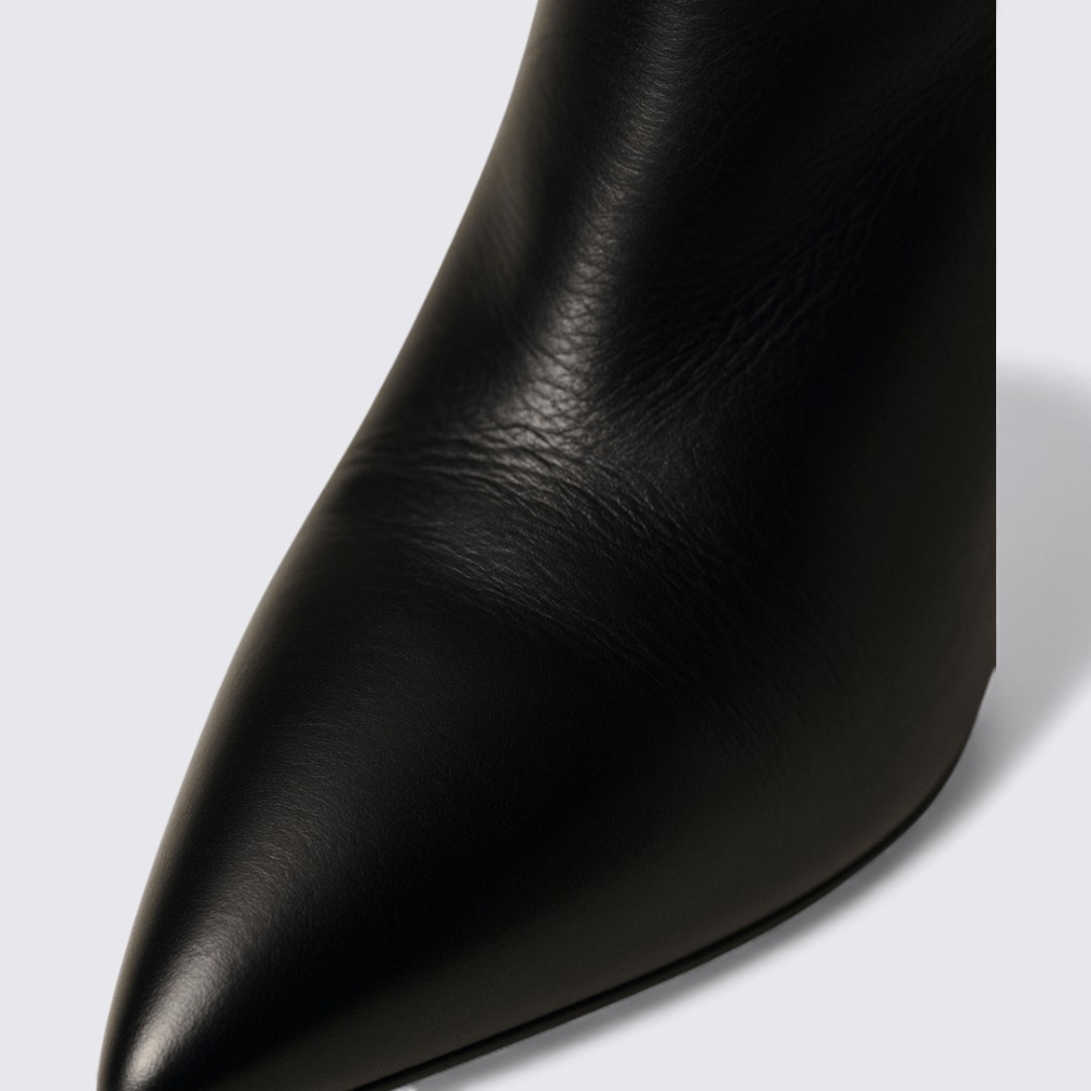 Dame knæhøje støvler med blokhæl – Krokodille-look – Elegante støvler