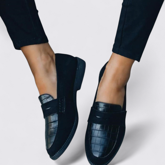 Dame loafers med krokodillemønster – Flade sko – Slip-on design