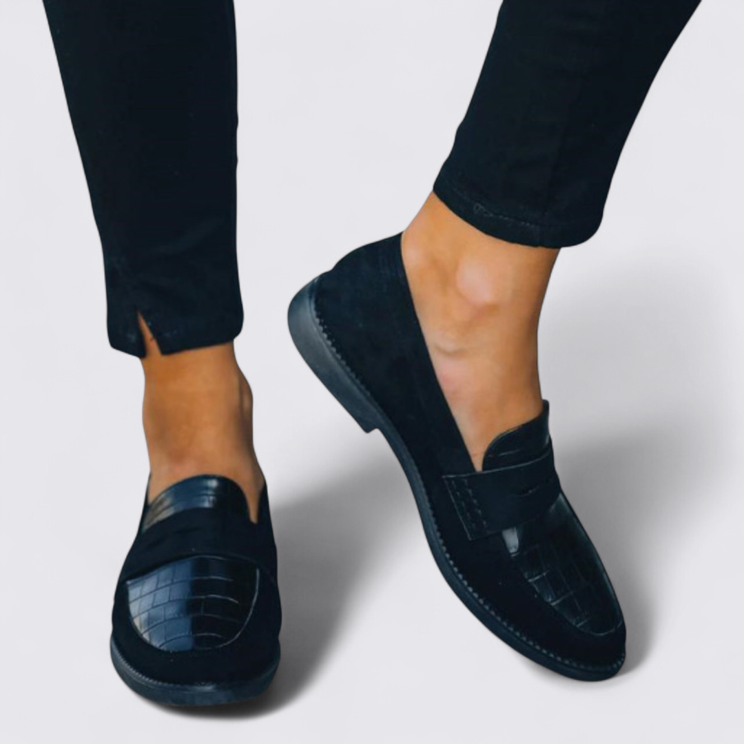 Dame loafers med krokodillemønster – Flade sko – Slip-on design