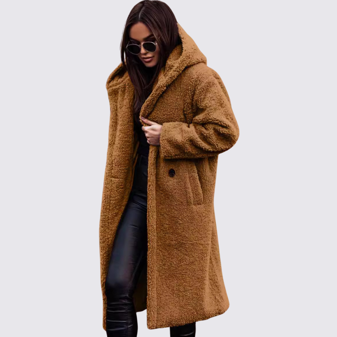 Dame Teddy Frakke med Hætte – Lang Skåret – Krammevarm