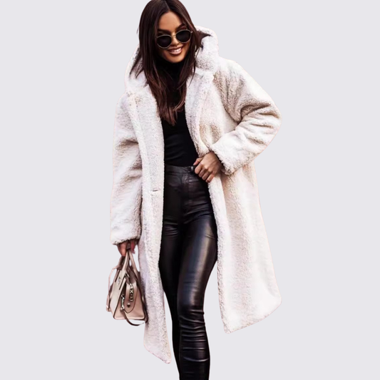 Dame Teddy Frakke med Hætte – Lang Skåret – Krammevarm