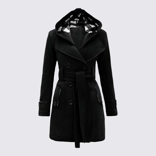 Damefrakke med hætte – Trench frakke – Med bælte